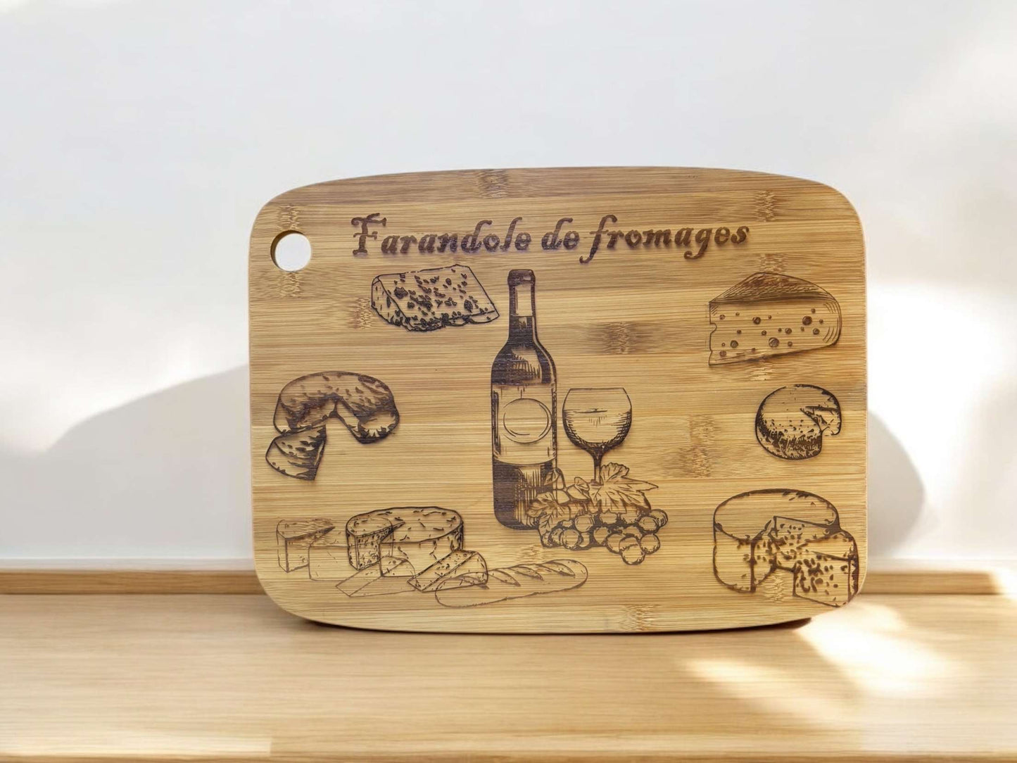 Planche à découper en bambou a personnalisé Grand format - Empreinte Créative