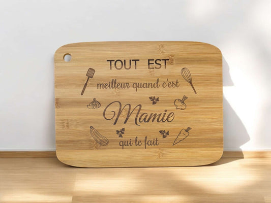 Planche à découper en bambou a personnalisé Grand format - Empreinte Créative