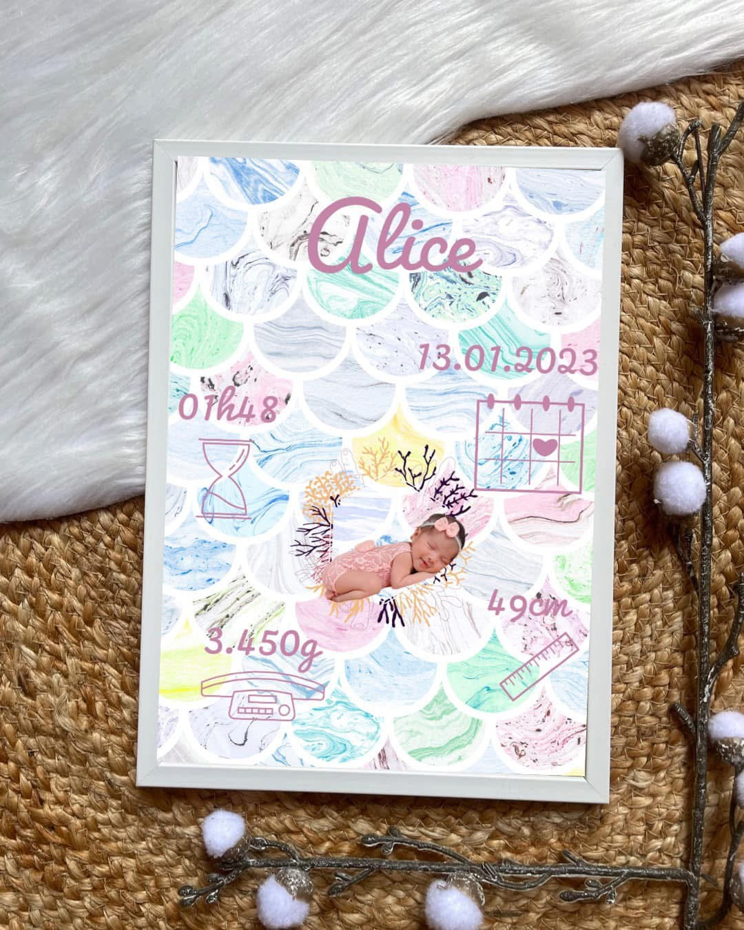 Affiche de naissance personnalisée - Empreinte Créative