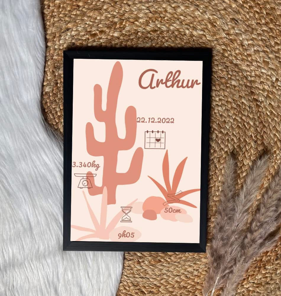 Affiche de naissance personnalisée - Empreinte Créative