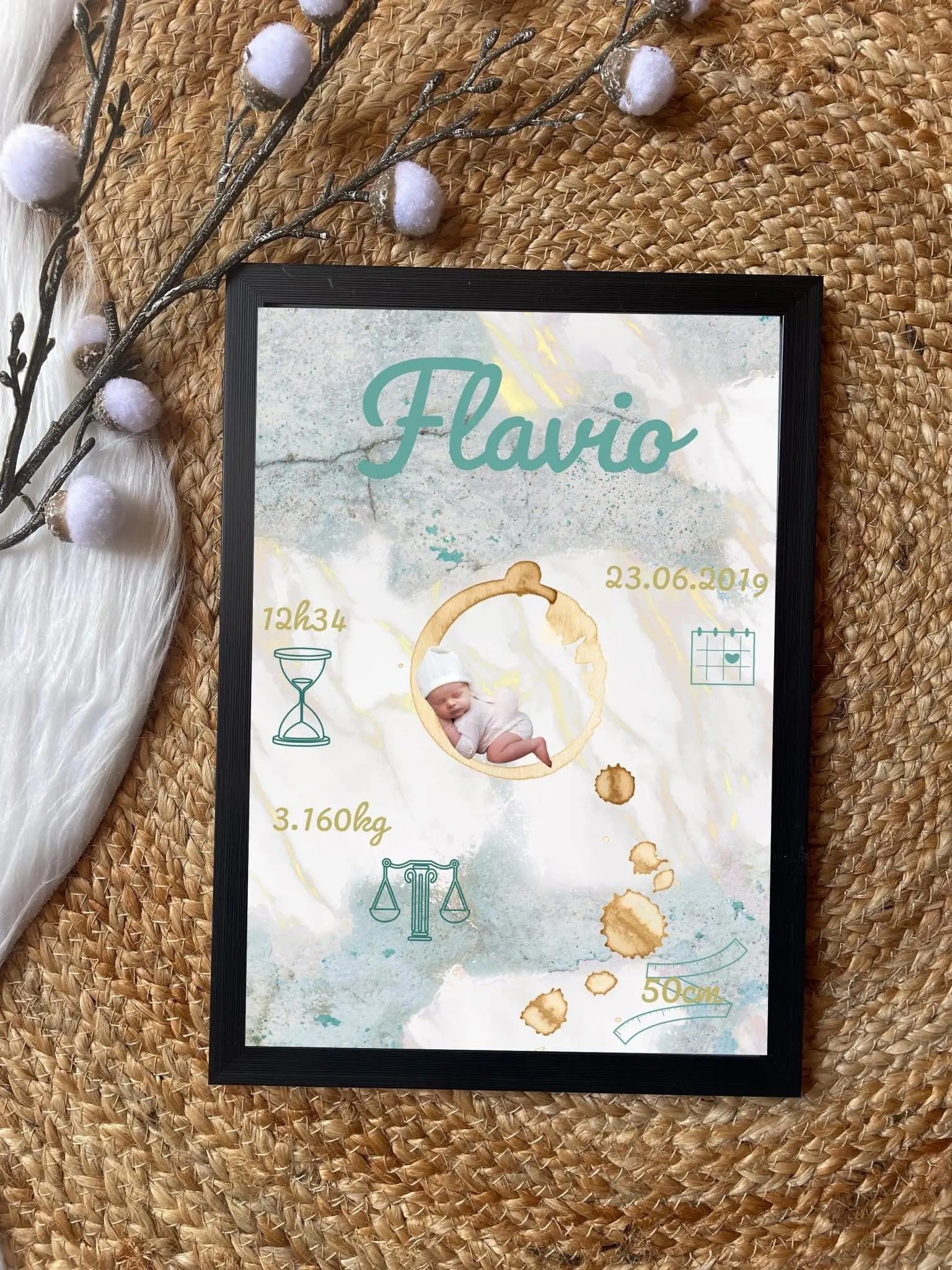 Affiche de naissance personnalisée - Empreinte Créative