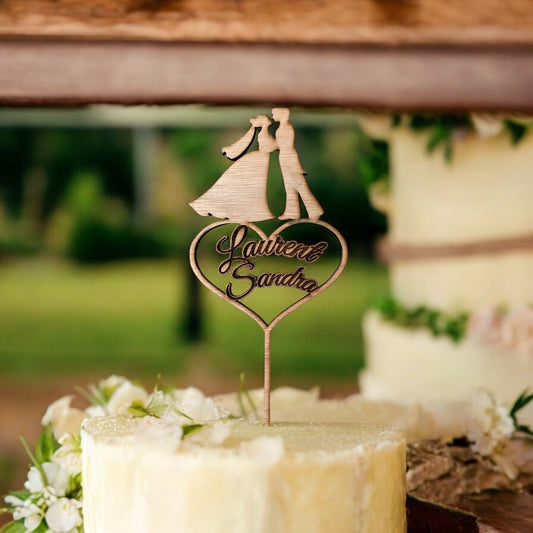 Décoration personnalisée pour gâteau de mariage - Empreinte Créative