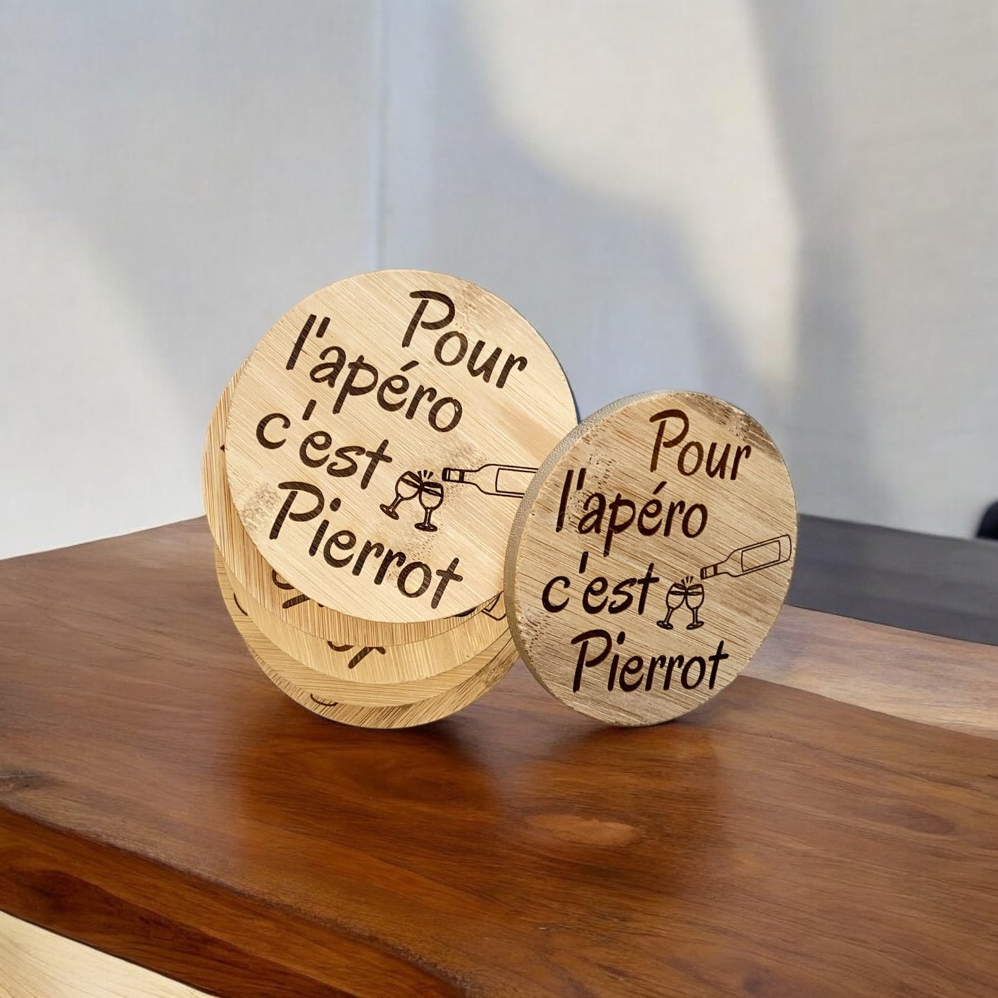 Dessous de verres en bambou personnalisés - Empreinte Créative