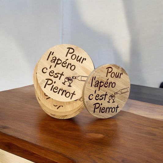 Dessous de verres en bambou personnalisés - Empreinte Créative